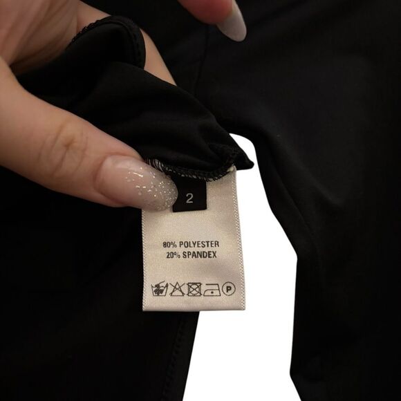 Hyein Seo Black Long Sleeve Stretch Women's Crop Wrap Tie Top Thumbholes size 2 - Picture 5 of 6